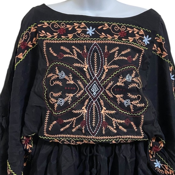 Umgee USA Black Embroidered Tassel Tie Kimono Boho Dress Tunic Beach Size Large - Picture 9 of 12